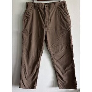 Carhartt RN#14806 B151 Dungaree Fit Size 38x32 Brown Cargo Work Utility Pants